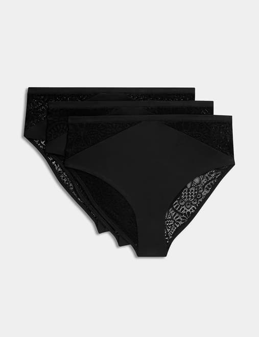 3pk Lace Thongs, M&S Collection
