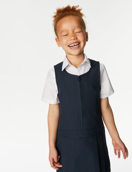 2 Pack Girls’ Pleated School Pinafores (2-12 Yrs)