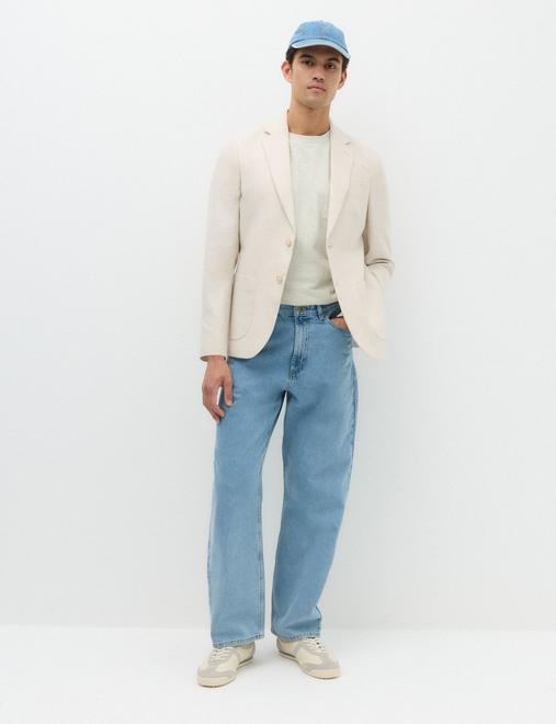 Loose Fit Pure Cotton Rigid Jeans