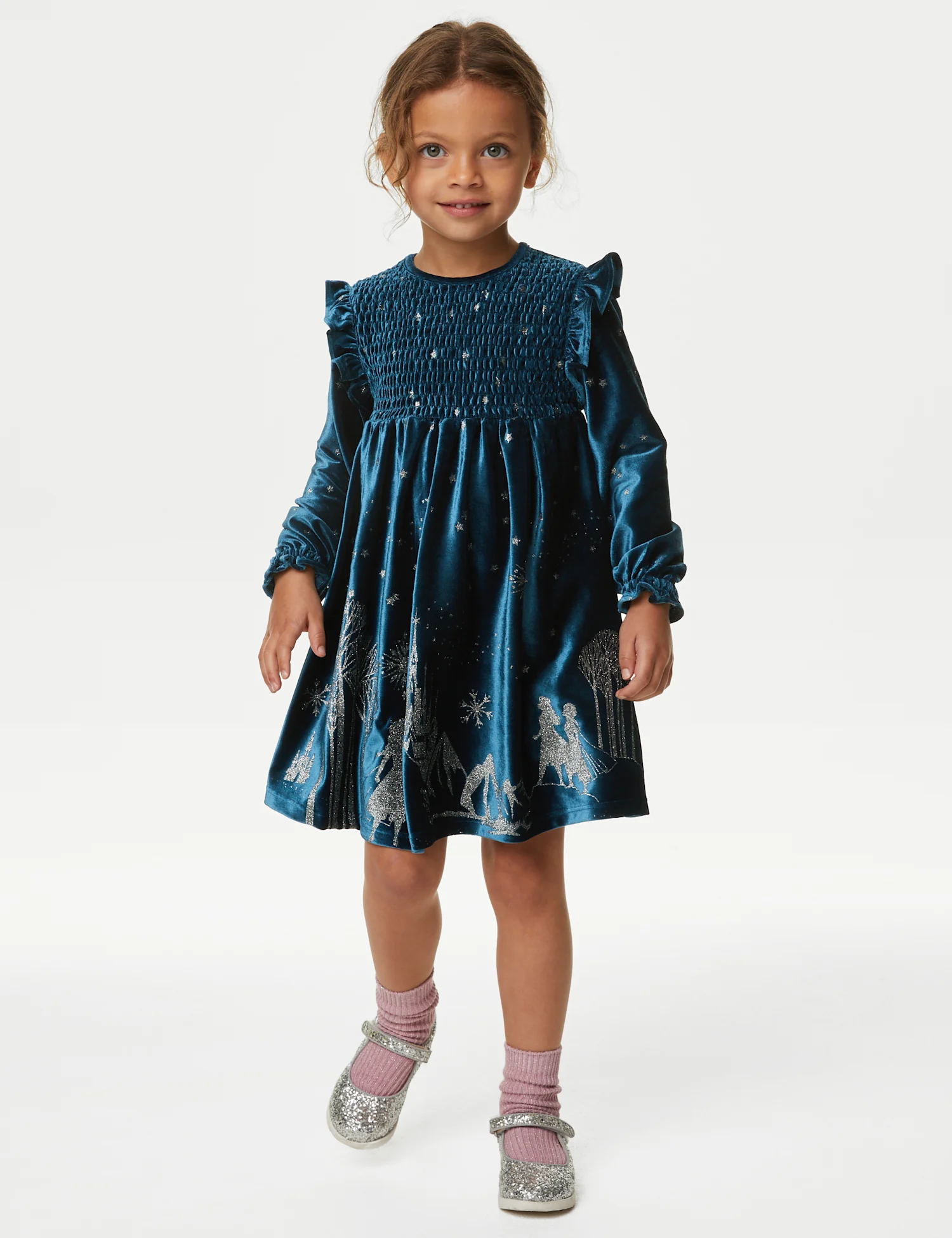 Shop Velvet Disney Frozen™ Dress (2-8 Yrs) for Girls Marks and