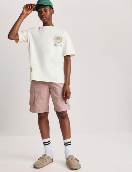 Pure Cotton Cargo Shorts (6-16 Yrs)