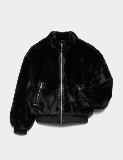 Faux Fur Bomber Jacket (6-16 Yrs)