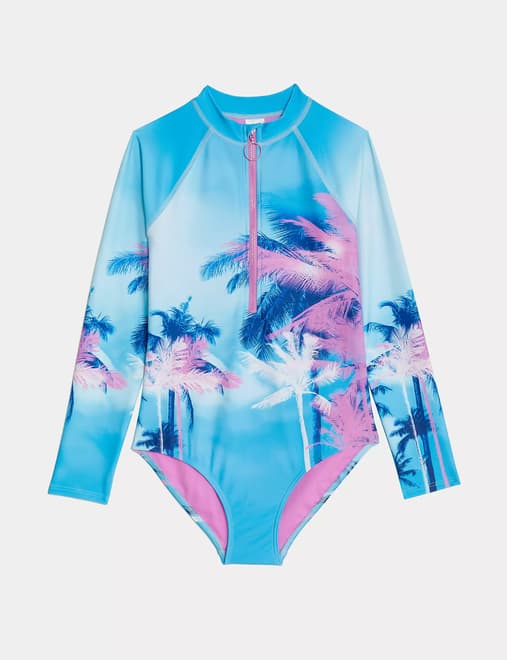 Printed Frill Long Sleeve Swimsuit (2-8 Yrs)