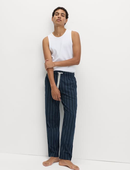 Pure Cotton Striped Loungewear Bottoms
