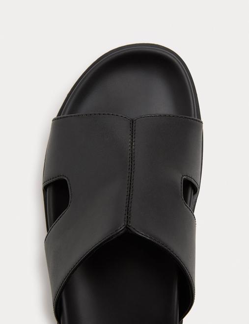 Faux Leather Slip On Sandals