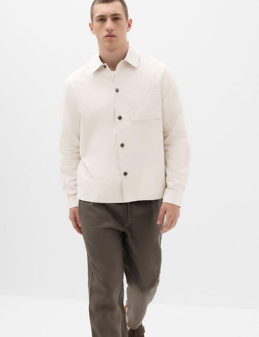 Regular Fit Cotton Linen Blend Overshirt