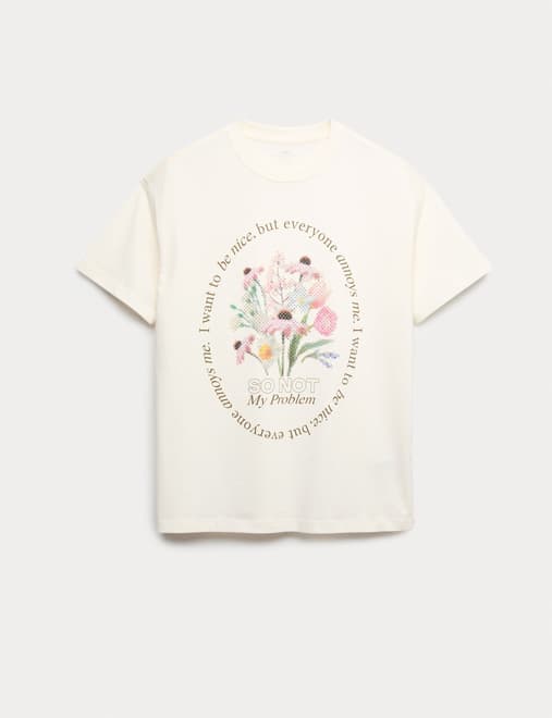 Pure Cotton Diamante Graphic T-Shirt (6-16 Yrs)