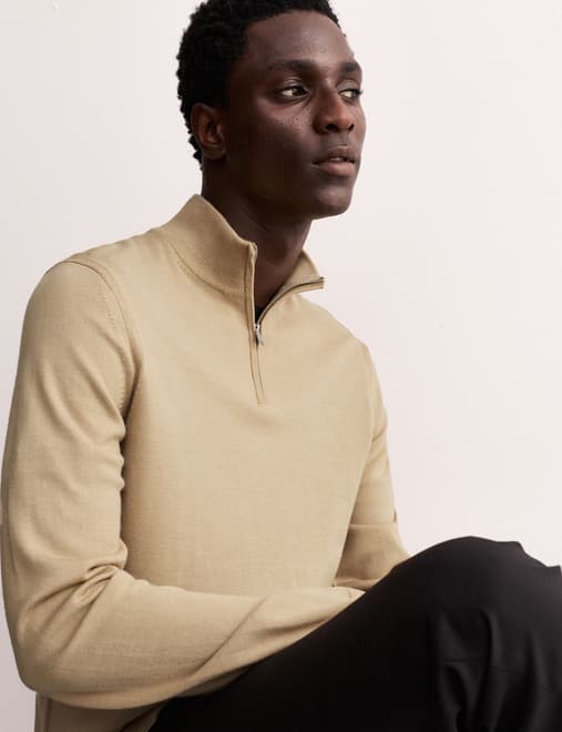 Merino Wool Rich with Silk Half Zip Jumper