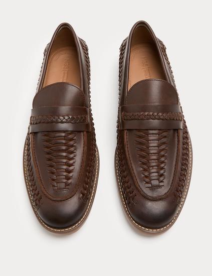 Leather Woven Loafers
