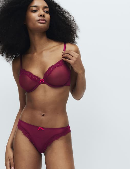 Jasmine Lace Sheer Wired Demi Cup Bra (A-E)
