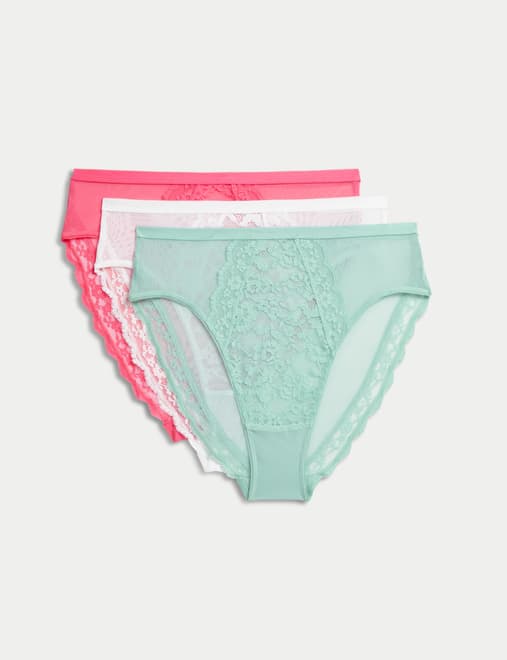 3pk Cotton Rich High Leg Knickers