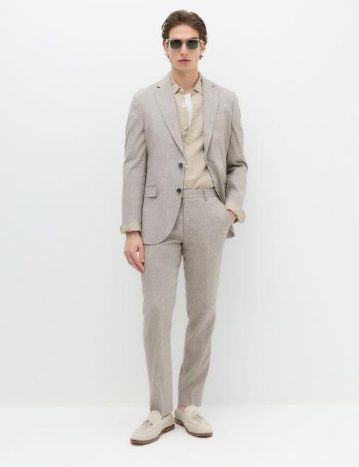 Tailored Fit Italian Performance Linen Blend Suit Trousers