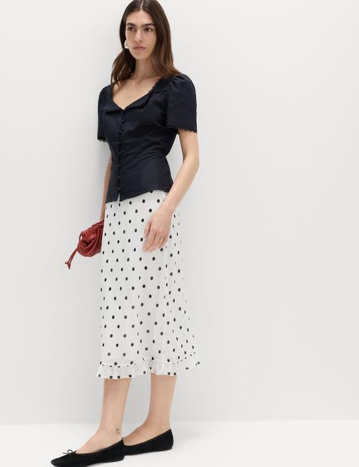 Polka Dot Knee Length Slip Skirt