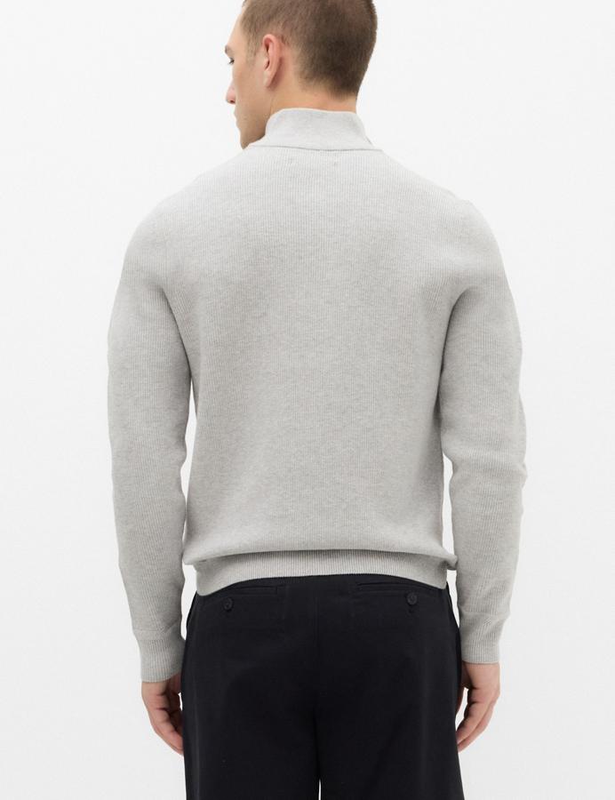Cotton Blend Ribbed Half Zip Jumper