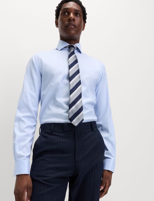 Slim Fit Luxury Cotton Double Cuff Twill Shirt