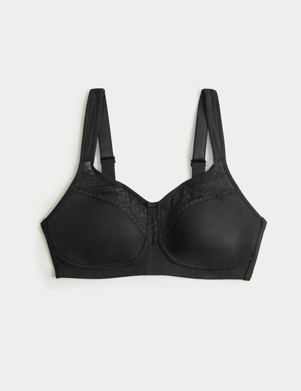Cotton Blend & Lace Non Wired Total Support Bra B-H