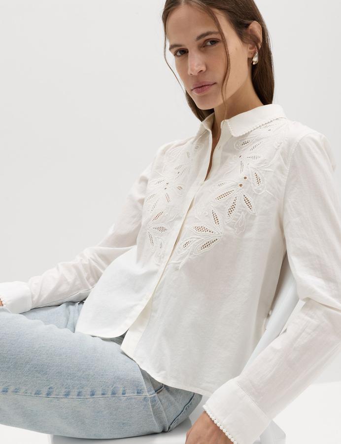 Pure Cotton Embroidered Collared Shirt