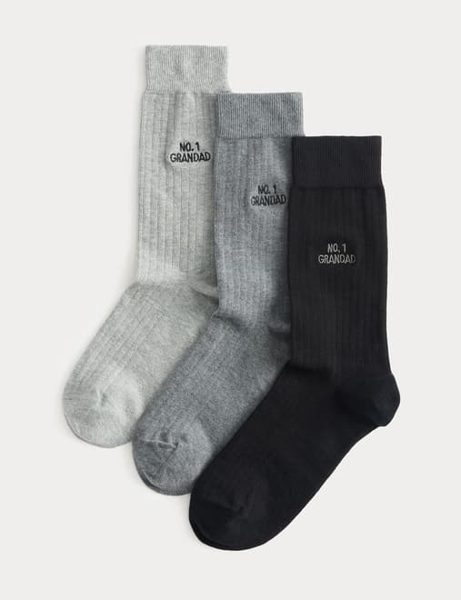 3 Pack Cotton Rich No.1 Grandad Socks