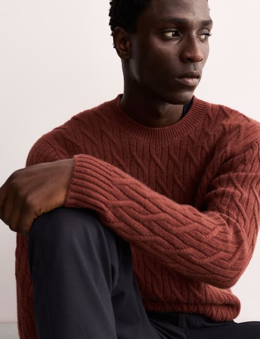 Pure Cashmere Cable Crew Neck Jumper