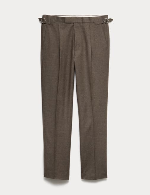 Regular Fit Pure Wool Flannel Suit Trousers
