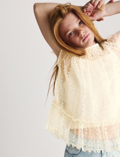 Shirred Lace Top with Cami (6-16 Yrs)