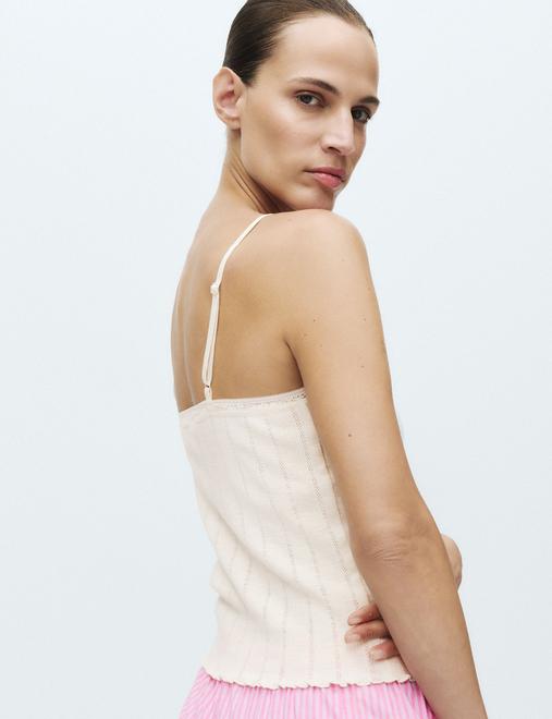 Slub Pointelle Lace Cami Pyjama Top