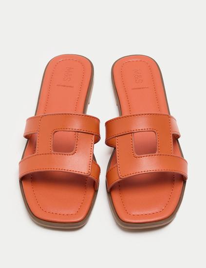 Leather Flat Mule Sandals
