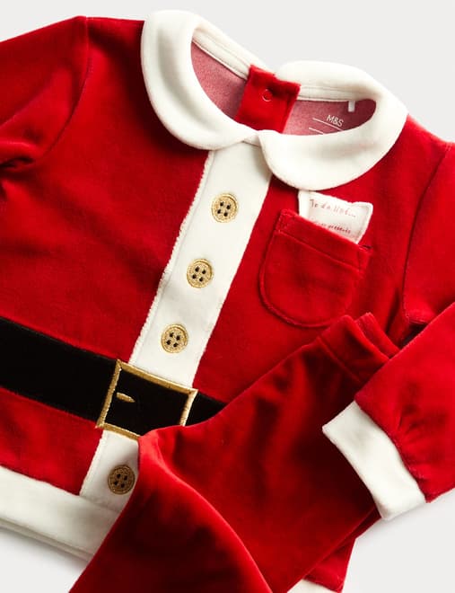 3pc Cotton Rich Santa Outfit with Hat (0-3 Yrs)