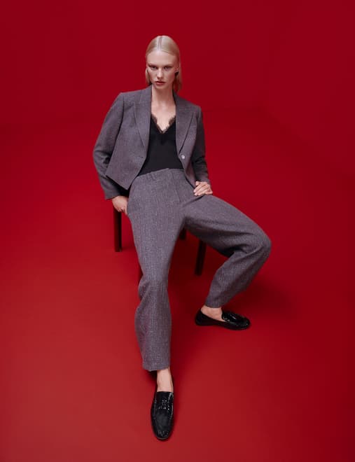 Metallic Barrel Leg Trousers