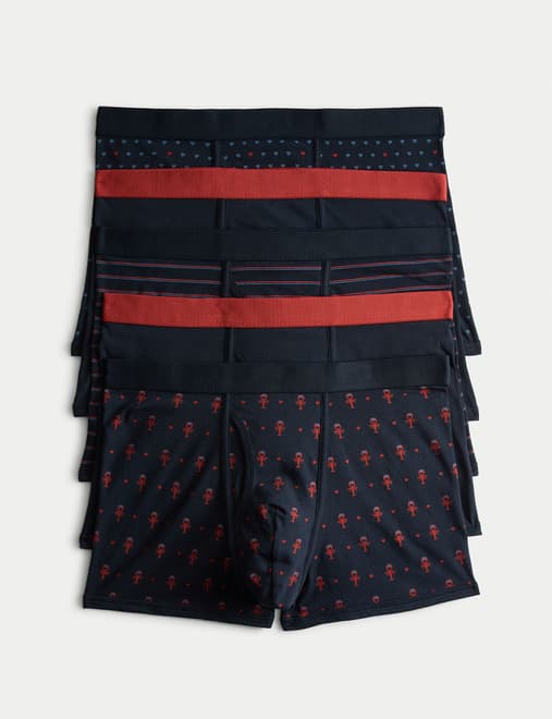 5 Pack Cotton Rich Cool & Fresh™ Valentines Trunks