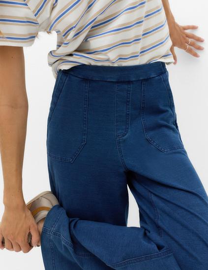Denim Elasticated Waist Wide Leg Trousers