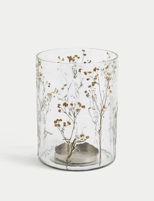 Pressed Flower Hurricane Candle Holder
