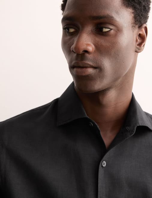 Regular Fit Luxury Linen Cotton Short Sleeve Shirt