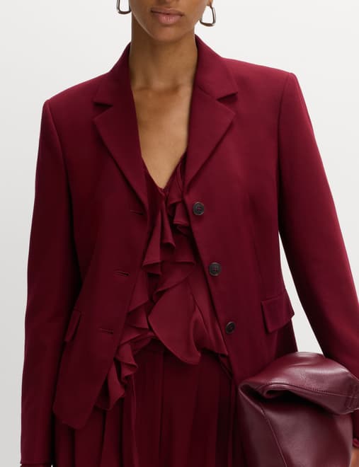 Wool Look Tailored Revere Cropped Blazer