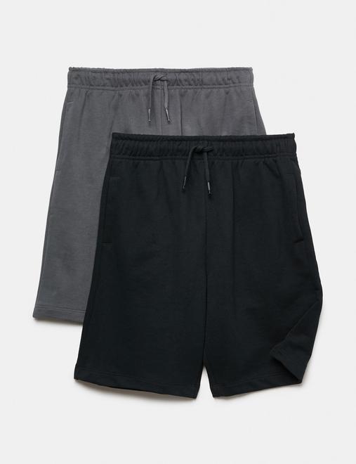 2 Pack Cotton Rich Elasticated Waist Shorts (6-16 Yrs)
