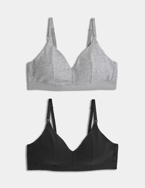 The Mom Store Pack Of 2 Sleeveless Solid Maternity Nursing Sleep Bra Black  & Grey Online in India, Buy at Best Price from  - 15657597
