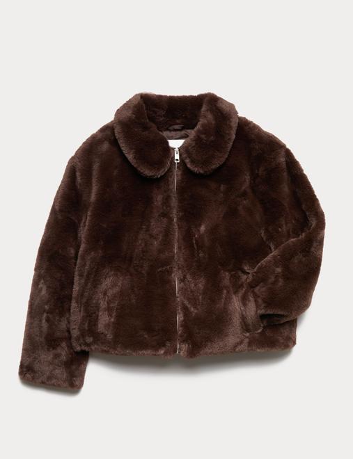 Faux Fur Zip Jacket (6-16 Yrs)