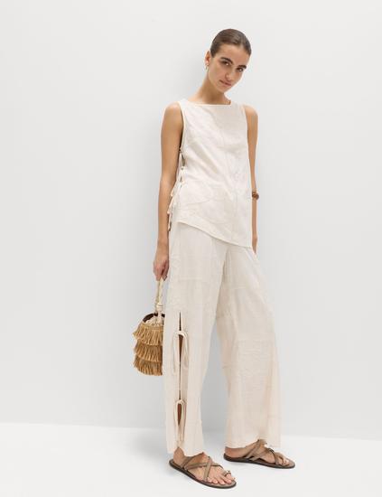 Wide Leg Trousers with Linen