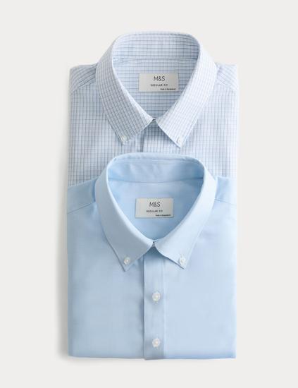 2 Pack Regular Fit Check Short Sleeve Shirts