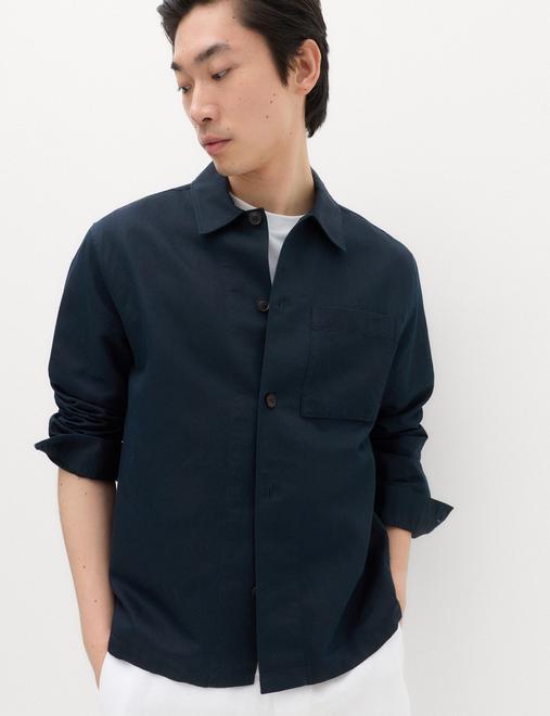 Regular Fit Cotton Linen Blend Overshirt