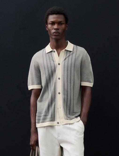 Pure Cotton Button Through Knitted Polo Shirt