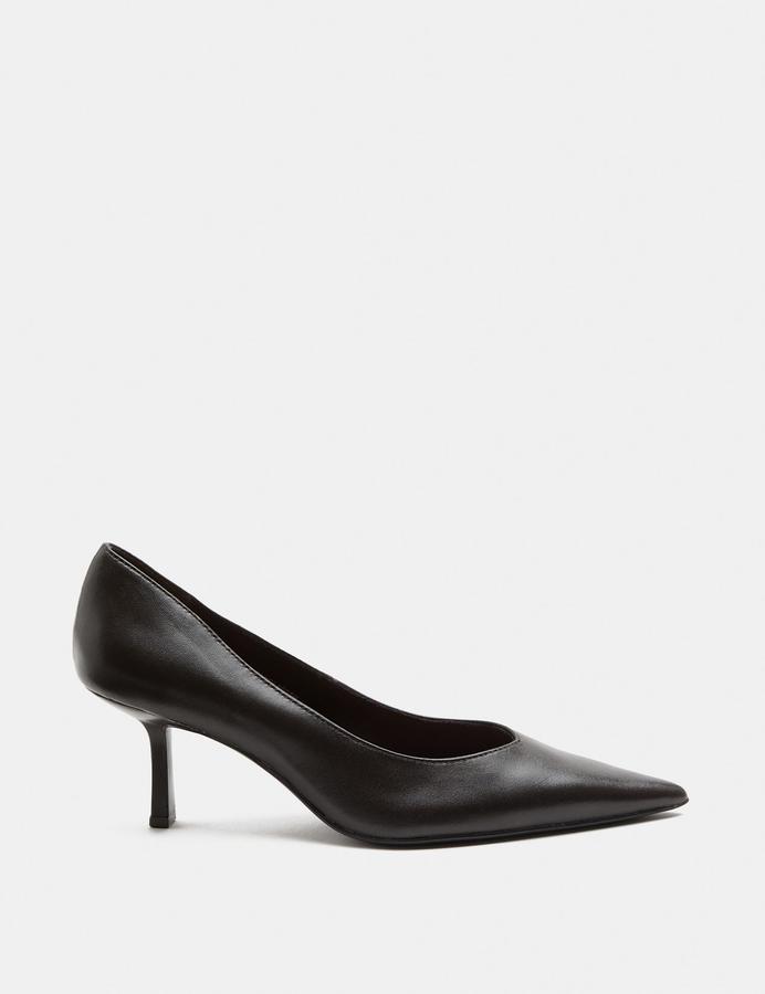 Leather Kitten Heel Pointed Court Shoes