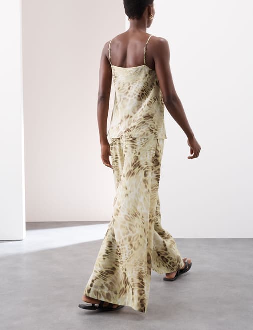 Animal Print Wide Leg Trousers