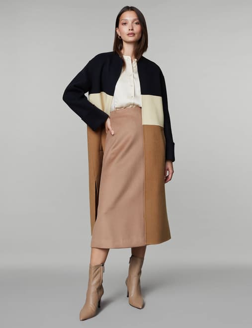 Belted Relaxed Coat with Wool