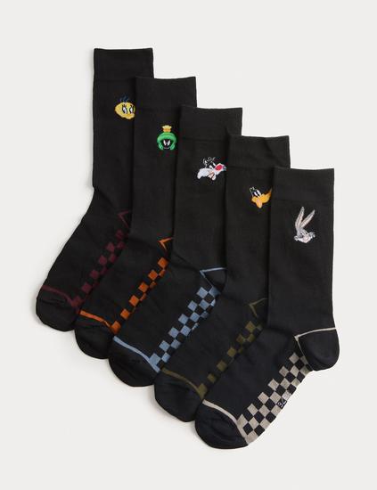 5 Pack Cool & Fresh™ Looney Tunes™ Cotton Rich Socks