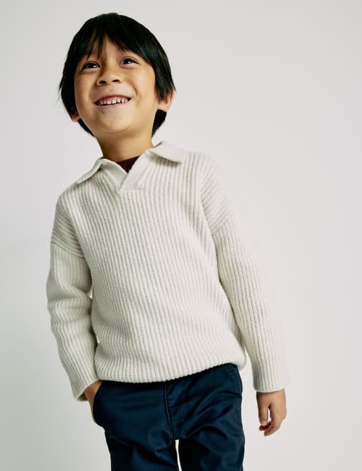 Cotton Blend Knitted Collared Jumper (2-8 Yrs)
