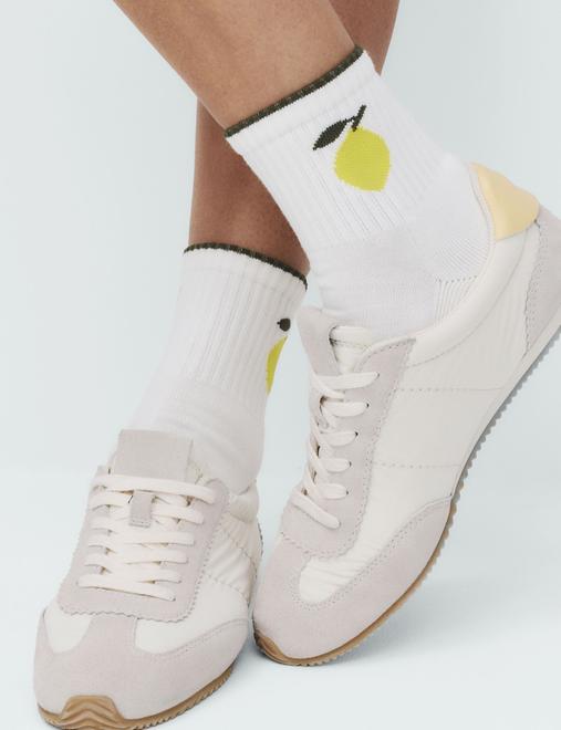 2 Pack Cotton Rich Lemon Ankle High Socks