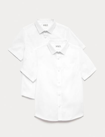 2 Pack Boys' Non-Iron School Shirts (2-18 Yrs)