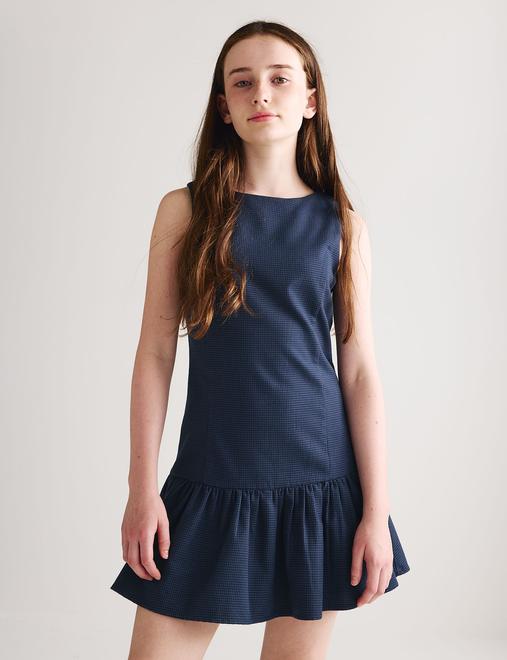 Cotton Blend Drop Waist Gingham Dress (6-16 Yrs)