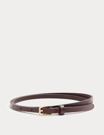 Leather Skinny Buckle Belt